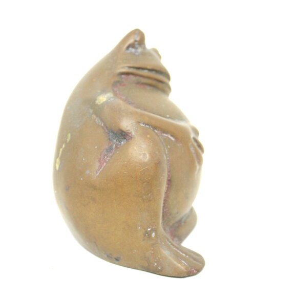 Brass Pot Belly Whimsical Frog Solid Chubby Figurine Vintage MCM 1960-70's - Picture 2 of 5